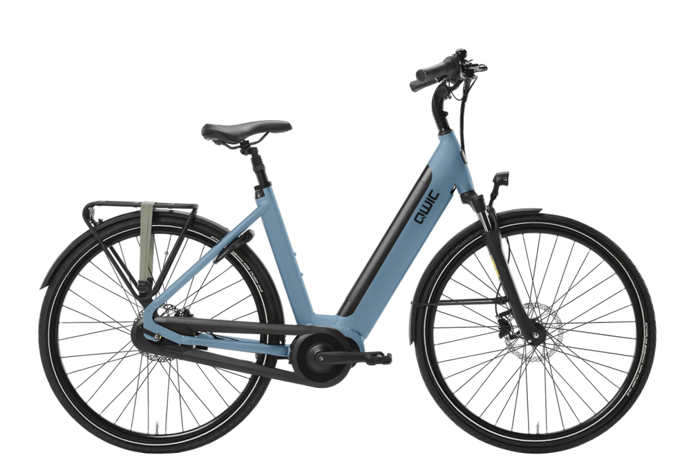 QWIC Inter Daily 400 Wh dames e-bike, Denim Blue, maat 54 cm (L) - laatste showroommodel bij MC Budget Bikes